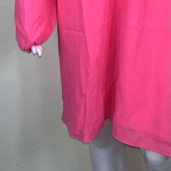 Nicole Miller Ruffle Cold Shoulder Long Sleeve Dress in Camelia Rose - Picture 3 of 12